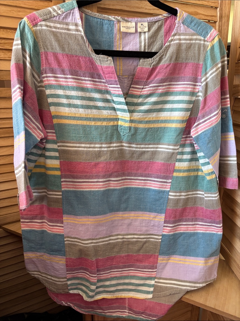 Westbound Striped Pastel Tunic Top in A multitude of colors Petite Large